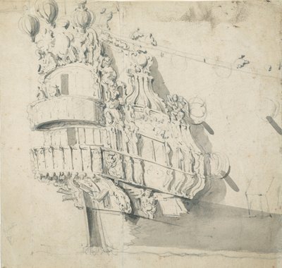 Rufa "Hampton Court", ok. 1685 r. (grafit, szare pranie) autorstwa Willem van de the Elder Velde