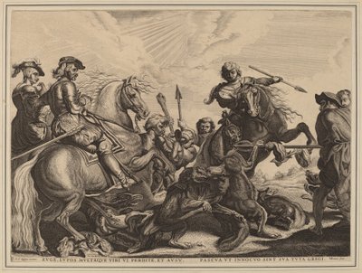 Polowanie na wilka autorstwa Willem van der Leeuw after Sir Peter Paul Rubens