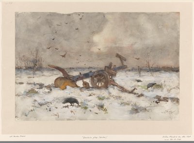Pług na zaśnieżonym polu autorstwa Willem van der Nat