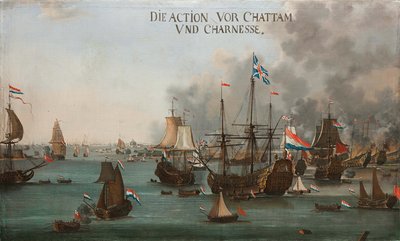 Bitwa pod Chatham , ok. 1667. autorstwa Willem van der Stoop