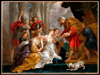 Estera Prezentuje się w Pałacu (olej na miedzi) autorstwa Willem van the Elder Herp