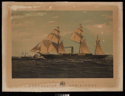 Statki parowe Royal Mail "Australian" i "Sidney" zbudowane przez William Denny  Brothers, Dumbarton 1852 r. autorstwa William (after) Clark