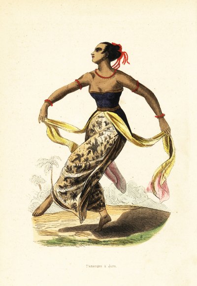 Ronggeng lub ronging, tańcząca dziewczyna z Jawy, Indonezja autorstwa William (after) Daniell