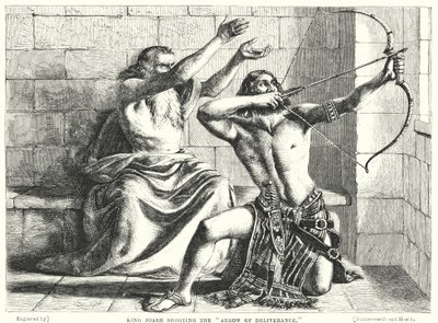 Król Joasz strzelający Strzałą Wyzwolenia (rycina) autorstwa William (after) Dyce