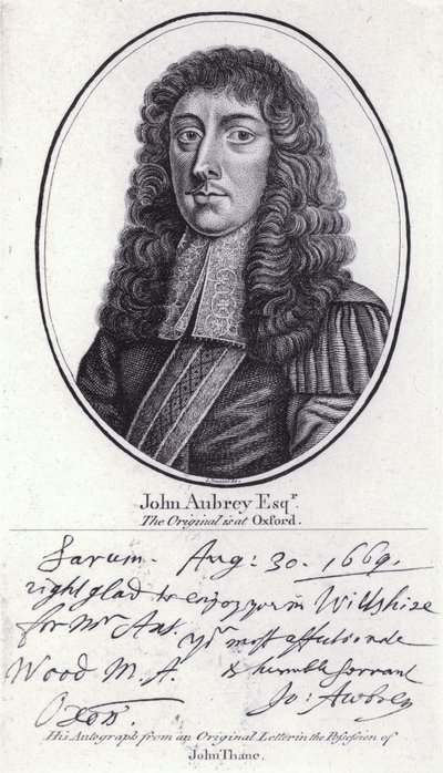 John Aubrey, angielski antykwariusz, filozof przyrody i autor (grafika) autorstwa William (after) Faithorne
