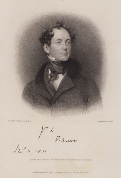 Thomas Moore, irlandzki poeta i biograf Lorda Byrona (grafika) autorstwa William (after) Finden