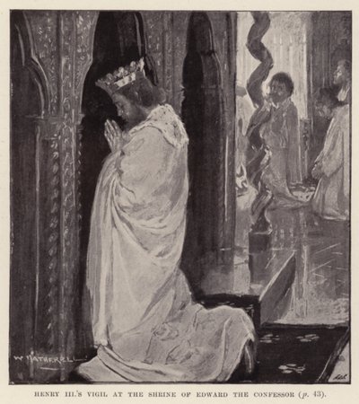 Czuwanie Henryka III w sanktuarium Edwarda Wyznawcy (litografia) autorstwa William (after) Hatherell