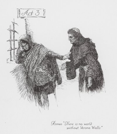 Romeo i Julia Szekspira: Akt 3 (litografia) autorstwa William (after) Hatherell