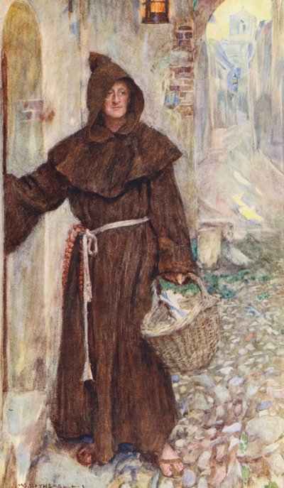 Romeo i Julia Szekspira: Akt II, Scena III (kolorowa litografia) autorstwa William (after) Hatherell