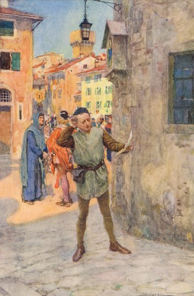 Romeo i Julia Szekspira: Akt I, Scena II (kolorowa litografia) autorstwa William (after) Hatherell
