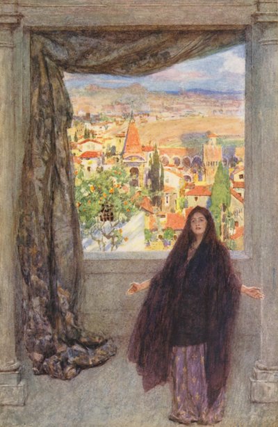Romeo i Julia Szekspira: Prolog (kolorowa litografia) autorstwa William (after) Hatherell