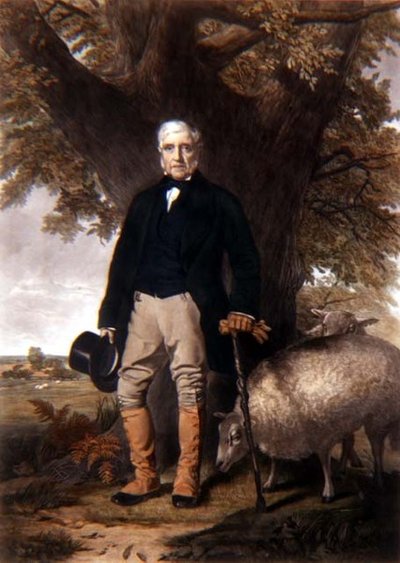 Portret Samuela Wileya z cenną owcą, rytowany przez J. Andrews autorstwa William (after) Hay