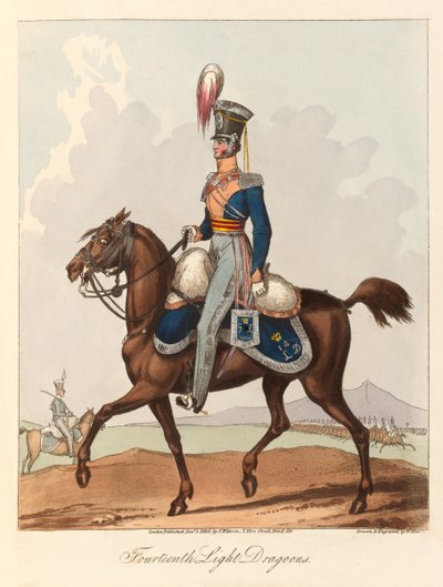 „Czternasty Light Dragons” (akwatinta, kolorowa) autorstwa William (after) Heath