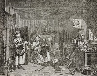 Udręczony poeta, według obrazu Williama Hogartha autorstwa William (after) Hogarth