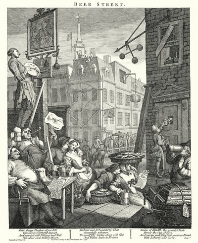 Ulica Piwna (grawerowanie) autorstwa William (after) Hogarth