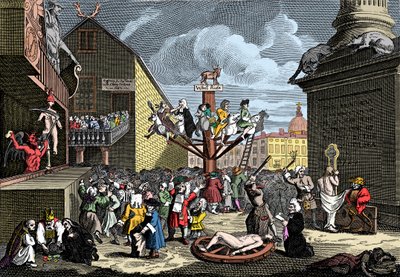 Emblematyczny nadruk Schematu Morza Południowego autorstwa William (after) Hogarth