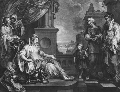 Mojżesz przyniesiony do córki faraona, c.1752 (rycina) autorstwa William (after) Hogarth