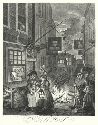Noc (grawerowanie) autorstwa William (after) Hogarth