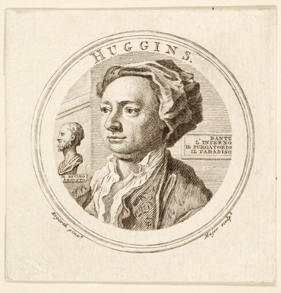 Portret Williama Hugginsa, wyd. 1760 (grawerowanie) autorstwa William (after) Hogarth