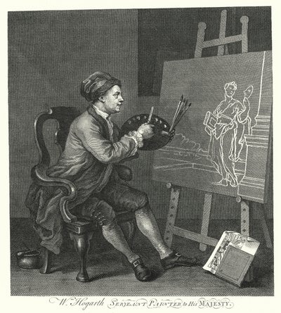 Autoportret angielskiego artysty Williama Hogartha (grafika) autorstwa William (after) Hogarth