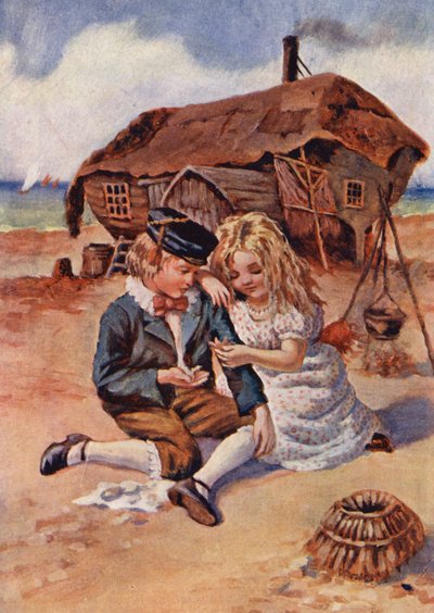 Chłopięce lata Davida Copperfielda (kolorowa litografia) autorstwa William (after) Rainey