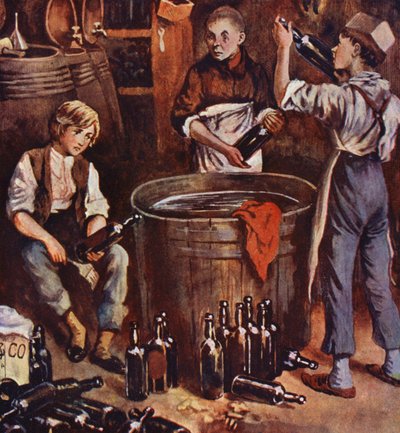 Chłopięce lata Davida Copperfielda (kolorowa litografia) autorstwa William (after) Rainey