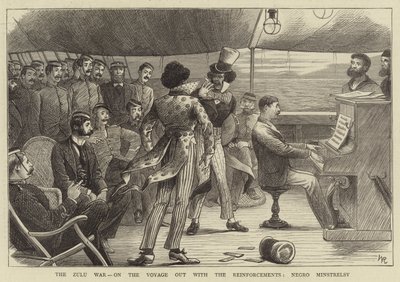 Wojna Zulusów, podczas rejsu z posiłkami, czarny Minstrelsy (grawerunek) autorstwa William (after) Ralston
