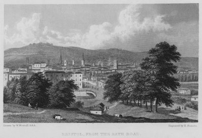 Bristol, od strony Bath Road (grawerowanie) autorstwa William (after) Westall