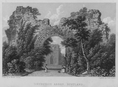 Opactwo Dryburgh, Szkocja (grawerowanie) autorstwa William (after) Westall