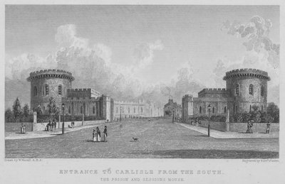Wejście do Carlisle od południa, Dom Więzienia i Sesji (rycina) autorstwa William (after) Westall