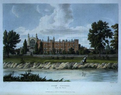 Eton College od rzeki, z „Historii Eton College”, część „Historii kolegiów”, sztychowany przez Josepha Constantine