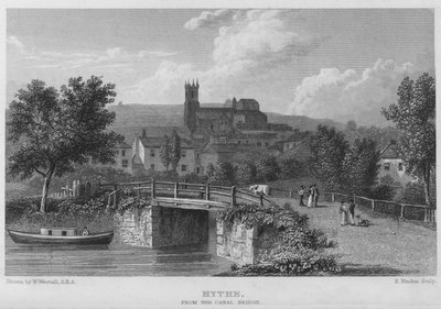 Hythe, z mostu nad kanałem (rycina) autorstwa William (after) Westall