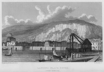 Miejsce lądowania, Dover, Port zewnętrzny (rycina) autorstwa William (after) Westall