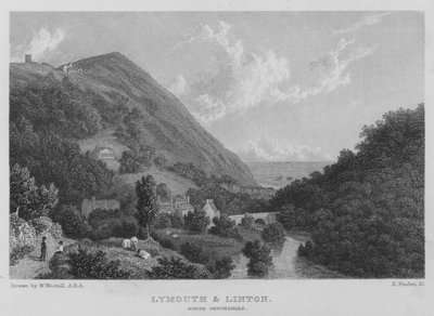 Lynmouth i Linton, North Devonshire (grawerowanie) autorstwa William (after) Westall