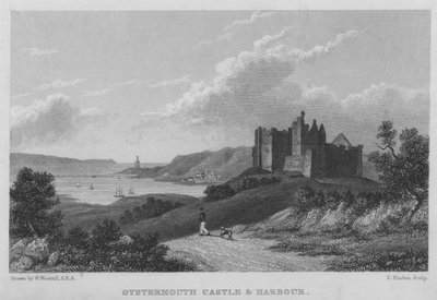 Zamek i port Oystermouth (rycina) autorstwa William (after) Westall