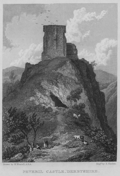 Zamek Peveril, Derbyshire (grafika) autorstwa William (after) Westall