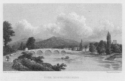 Uske, Monmouthshire (grawerowanie) autorstwa William (after) Westall