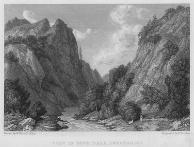 Zobacz w Dove Dale, Derbyshire (grawerowanie) autorstwa William (after) Westall