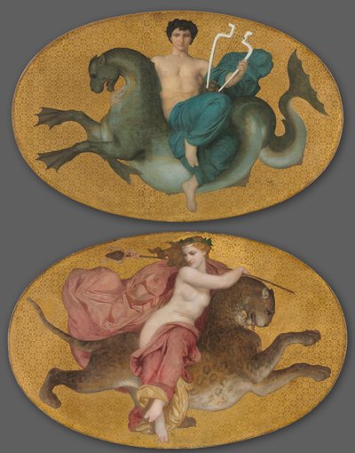Arion na koniku morskim i bachantka na panterze (para) autorstwa William Adolphe Bouguereau