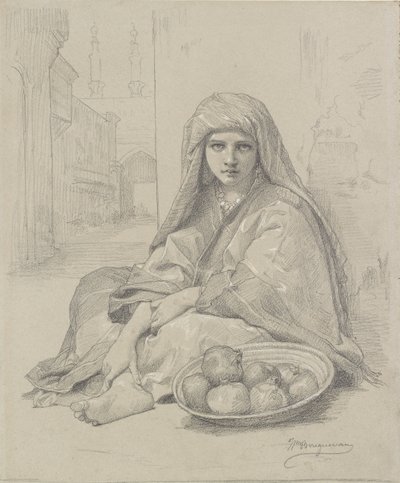 Dziewczyna z Afryki Północnej sprzedająca granaty, koniec XIX wieku autorstwa William-Adolphe Bouguereau
