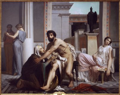 Ulisses rozpoznany przez swoją pielęgniarkę Euryclee autorstwa William Adolphe Bouguereau