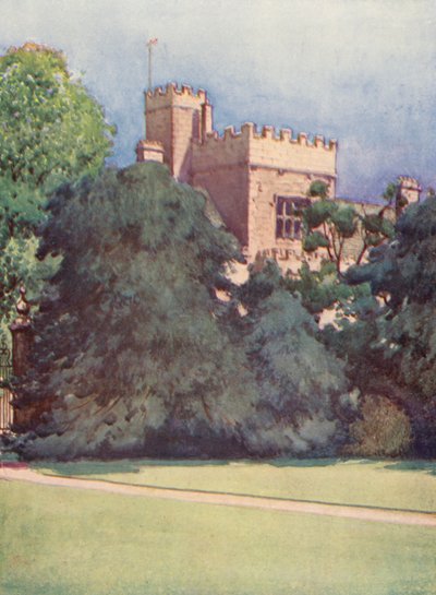 Wadham College z ogrodów Trinity College (kolorowa litografia) autorstwa William Ainsworth Wildman