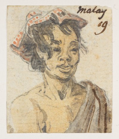 19’ malajski”.  z albumu 372 rysunków pejzaży, wybrzeży, strojów i życia codziennego wykonanych podczas ambasady Lorda Macartneya u cesarza Chin w latach 1792-1794 (ołówek i akwarela na papierze) autorstwa William Alexander