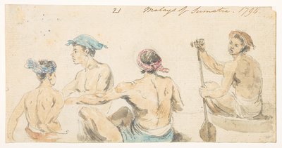 21 21 „Malayowie z Sumatry. 1794.”  z albumu 372 rysunków pejzaży, wybrzeży, strojów i życia codziennego wykonanych podczas ambasady Lorda Macartneya u cesarza Chin w latach 1792-1794 (ołówek i akwarela na papierze) autorstwa William Alexander