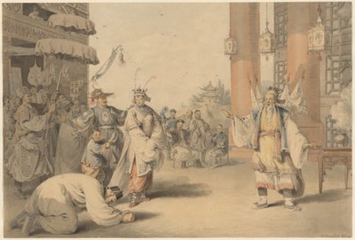 Scena ze sztuki historycznej wystawionej na chińskiej scenie autorstwa William Alexander