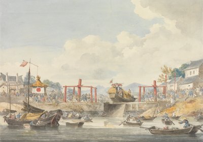 Barki ambasady podnoszone z jednego kanału do drugiego w drodze z Han-Tcheou-Foo do Tchu-San, 16 listopada 1793 r. autorstwa William Alexander