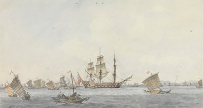 Hindustan na kotwicy w cieśninie Mi-a-tau miasta Ten-choo-fou przy wejściu do Zatoki Pekińskiej autorstwa William Alexander