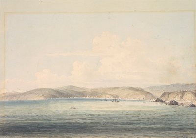 Wioska Almandral w zatoce Valparaiso, z widokiem na Andy autorstwa William Alexander