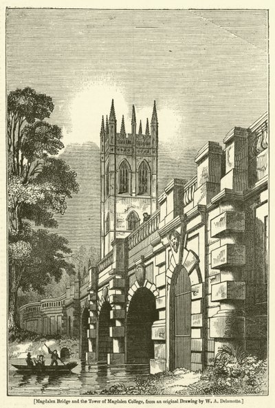 Magdalen Bridge i Wieża Magdalen College autorstwa William Alfred Delamotte