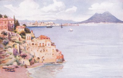 Zatoka Neapolitańska z Malowniczej Europy Hutchinsona wydanej przez Hutchinson & Son, ok. 1930 (kolor lito) autorstwa William Alister Macdonald